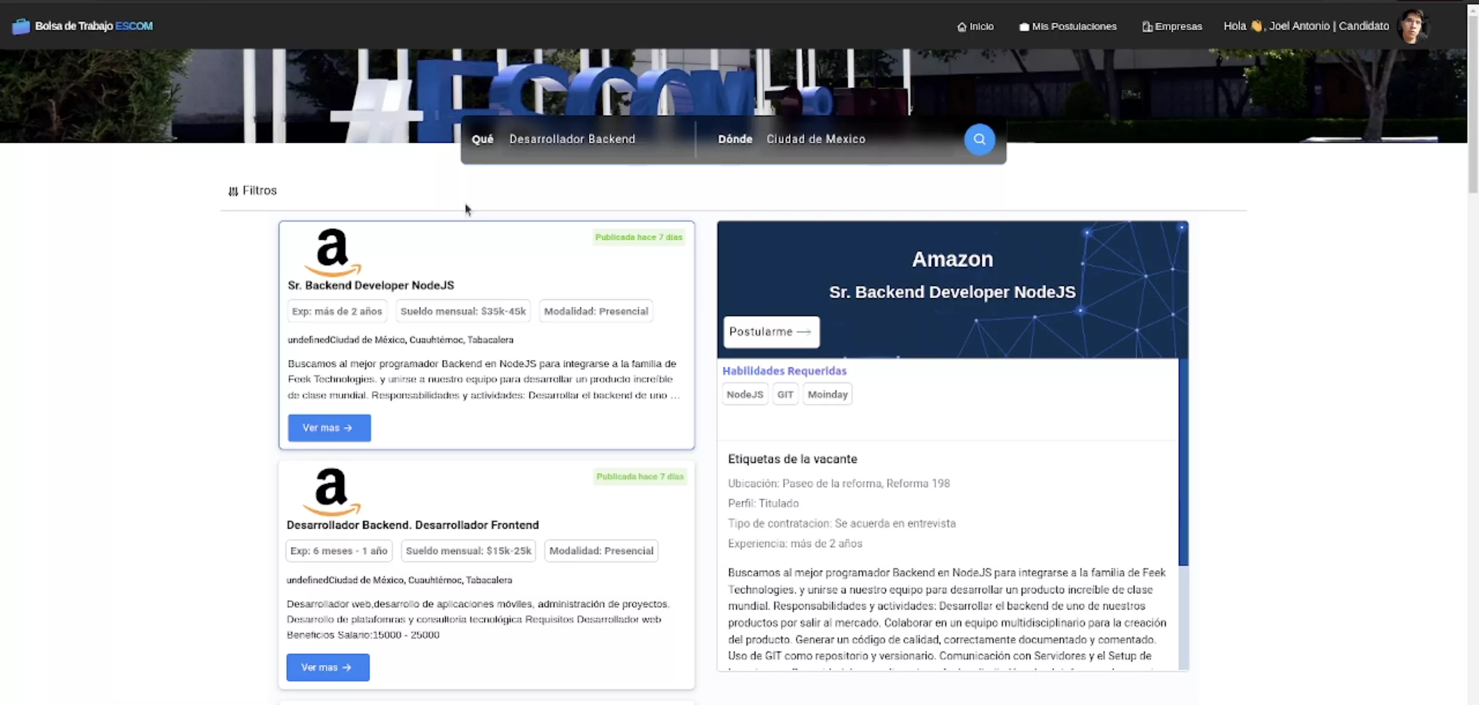 Imagen del proyecto Aplicación web de gestión para la Bolsa de Trabajo de ESCOM.